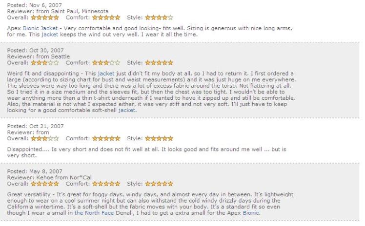 Sample Comment Page From Zappos.com